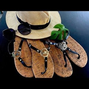 2 pairs Michael Kors cork jelly flip flop
